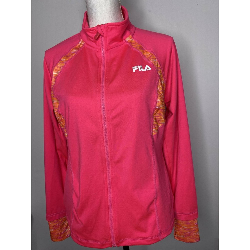 Fila Sport Women’s Large Running Full Zip Workout Jacket  Hot Pink Orange
